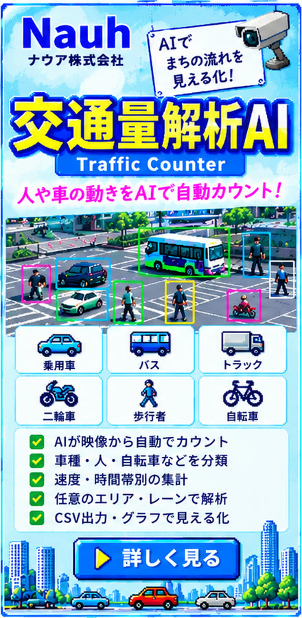 ナウア株式会社 交通量解析AI Traffic Counter